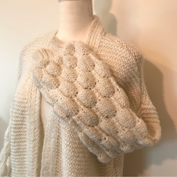 Nine West Cardigan Sweater White Cream Cable Knit Open Front Pockets Medium - Picture 5 of 13